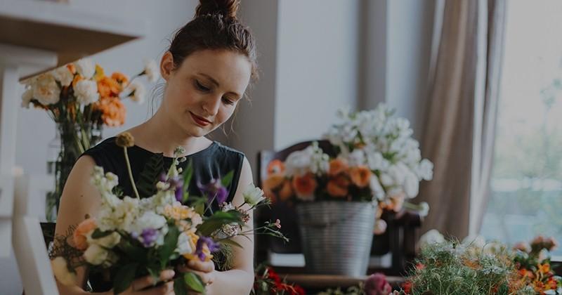 Woman in flower store